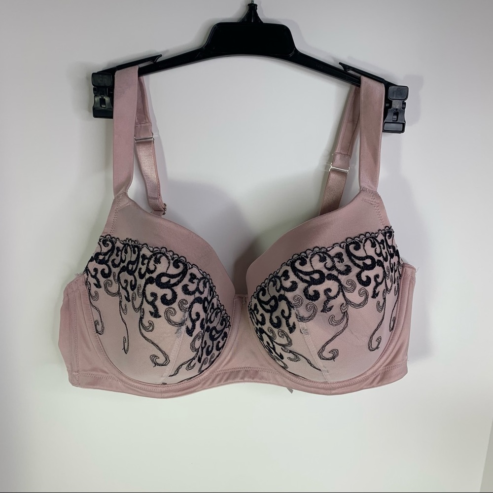 Ambrielle 40DD Dusty Rose Black Embroidery Bra